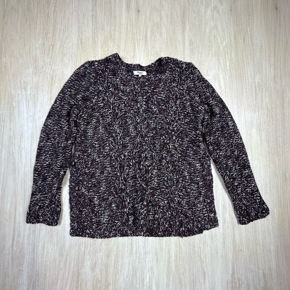 Madewell Firelight Crew Neck Marled Cable Knit Cozy Classic Pullover Sweater XS